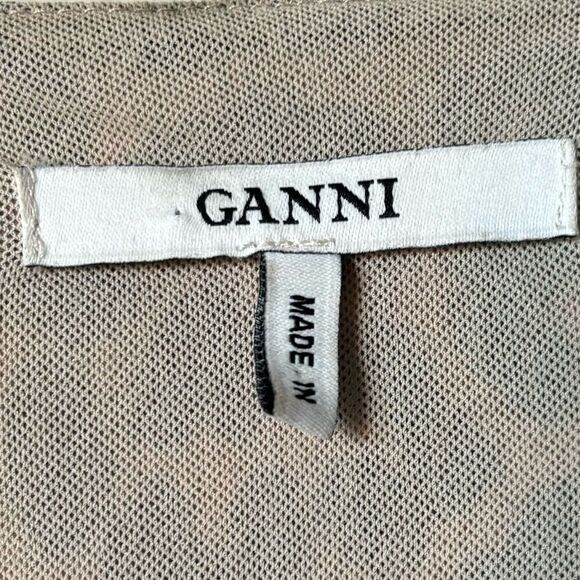 Ganni Mini Black Brown Dress Leopard Print Blouse Long Sleeve Wrap Size S - Picture 12 of 15